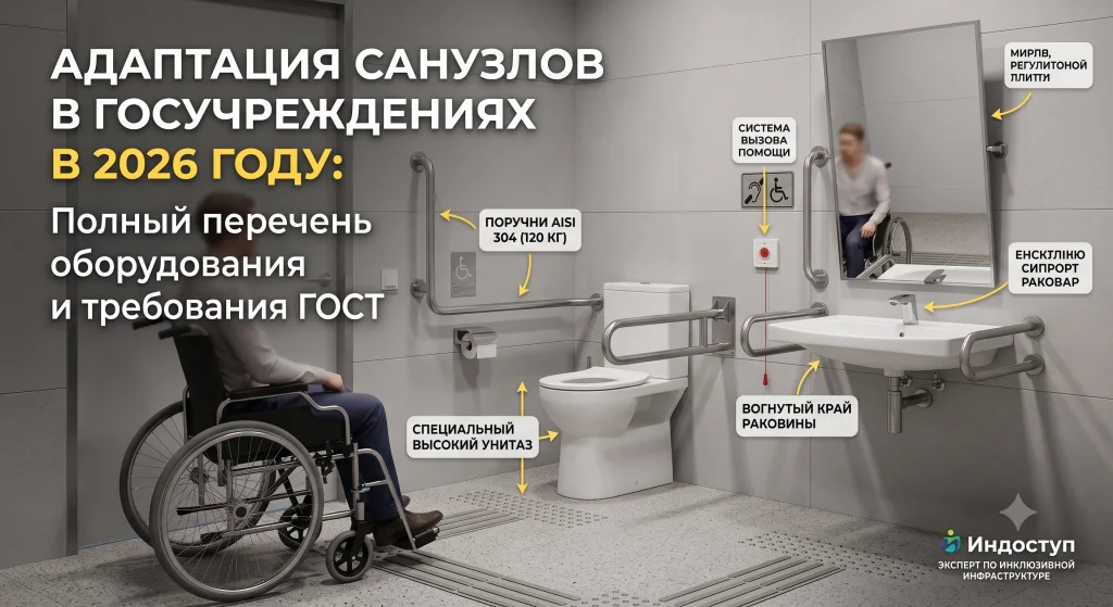Адаптация санузлов в госучреждениях в 2026 году: полный перечень оборудования и требования ГОСТ