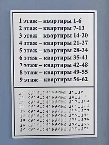 Указатель подъездный с шрифтом Брайля 200х400мм 
